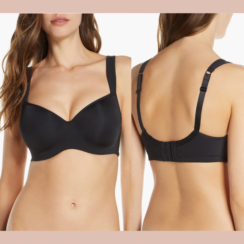 NWT $69 Le Mystère [ 32D US ] Dream Tisha Underwire T-Shirt Bra in Black U1926‎
